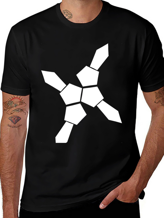 Geometric Graphic Tee - Modern Design Black T-Shirt