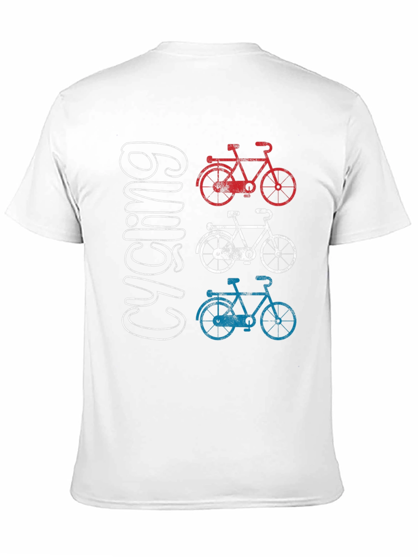 Cycling Graphic T-Shirt - Red White and Blue Bicycles