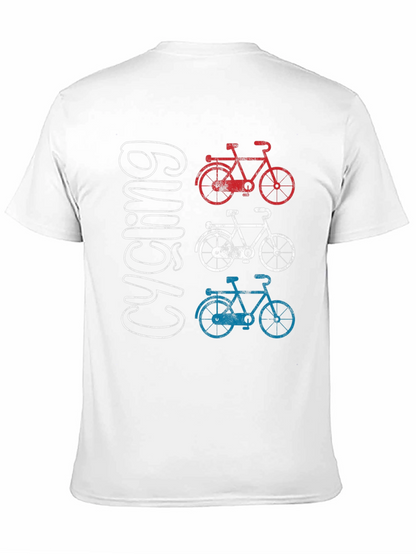 Cycling Graphic T-Shirt - Red White and Blue Bicycles