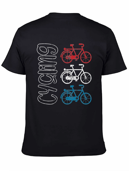 Cycling Graphic T-Shirt - Red White and Blue Bicycles