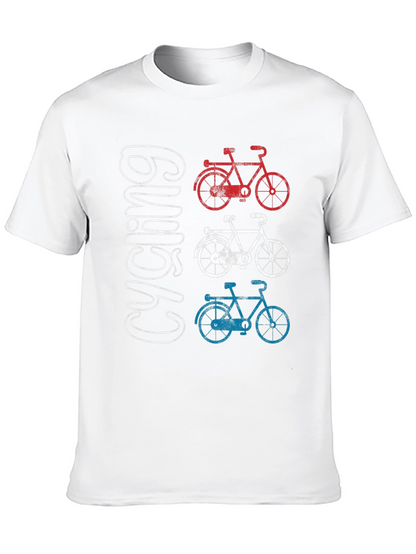 Cycling Graphic T-Shirt - Red White and Blue Bicycles