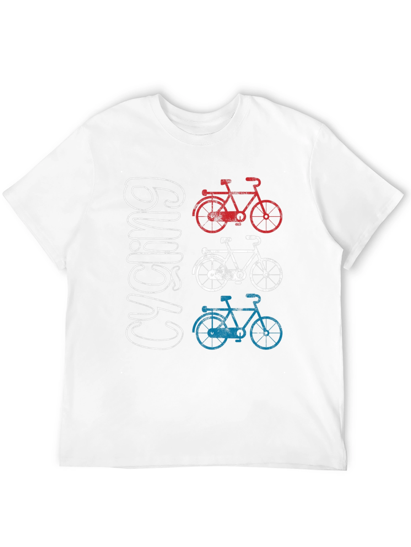 Cycling Graphic T-Shirt - Red White and Blue Bicycles