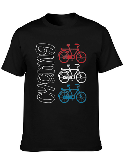 Cycling Graphic T-Shirt - Red White and Blue Bicycles