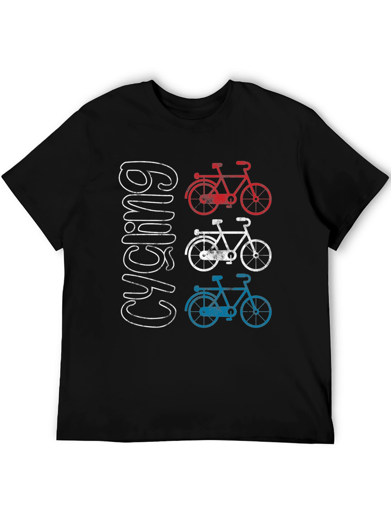 Cycling Graphic T-Shirt - Red White and Blue Bicycles
