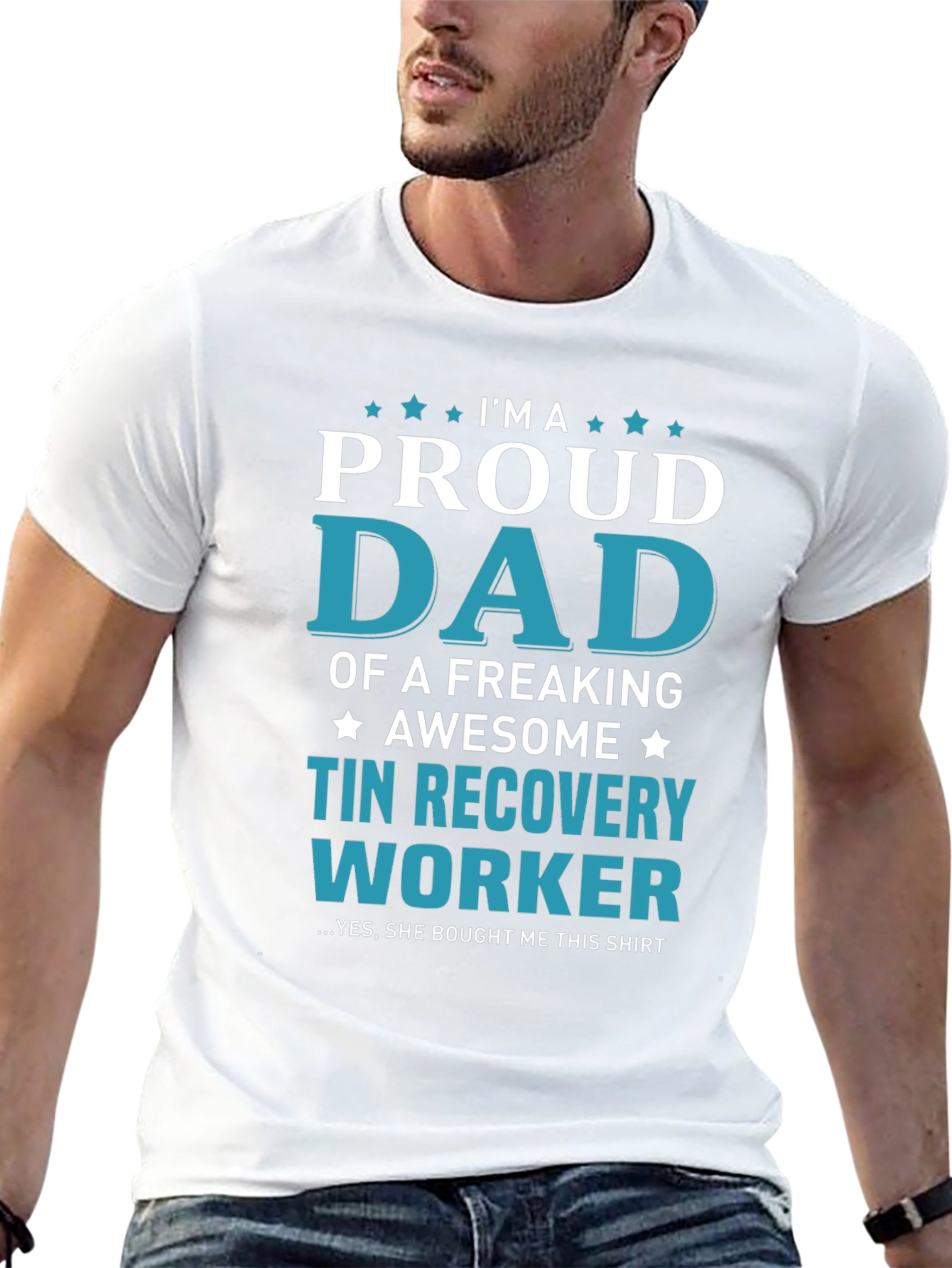 Proud Dad Tin Recovery Worker Graphic T-Shirt