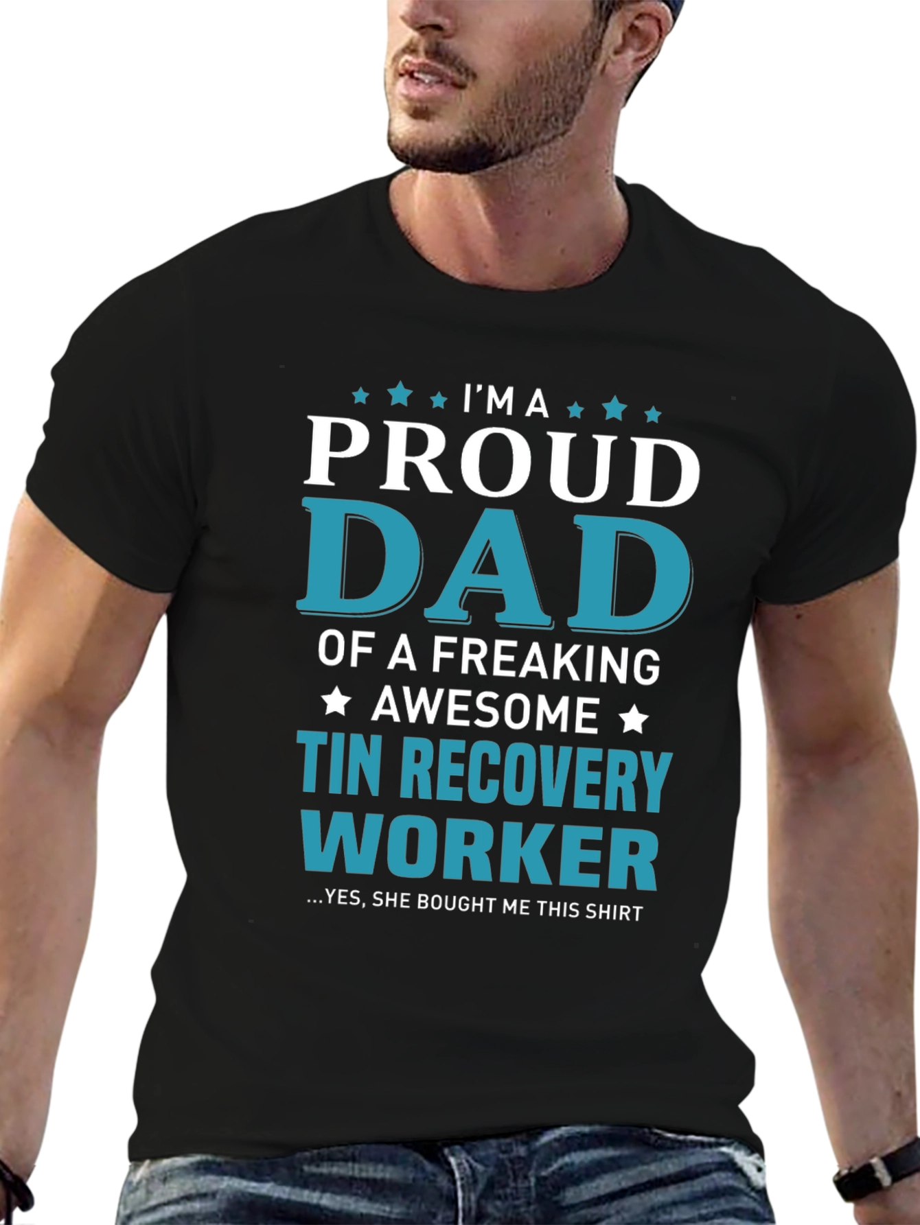 Proud Dad Tin Recovery Worker Graphic T-Shirt