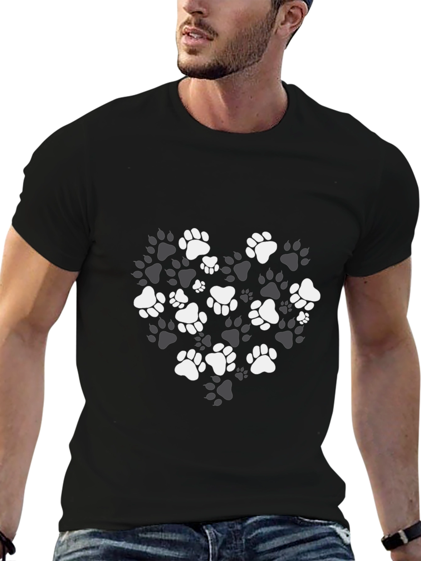 Paw Print Heart T-Shirt - Stylish Dog Lover Tee