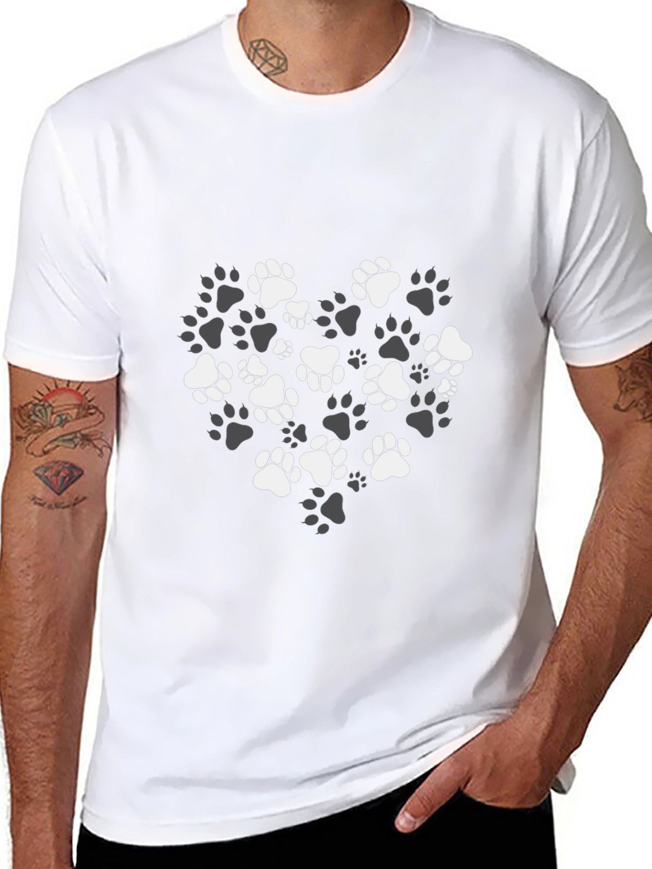 Paw Print Heart T-Shirt - Stylish Dog Lover Tee