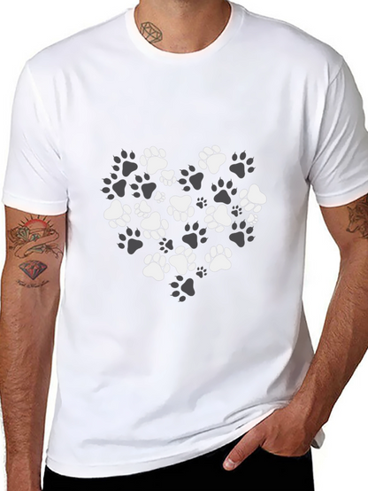Paw Print Heart T-Shirt - Stylish Dog Lover Tee