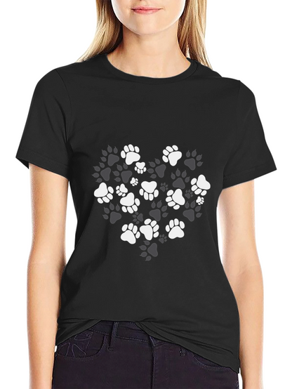 Paw Print Heart T-Shirt - Stylish Dog Lover Tee