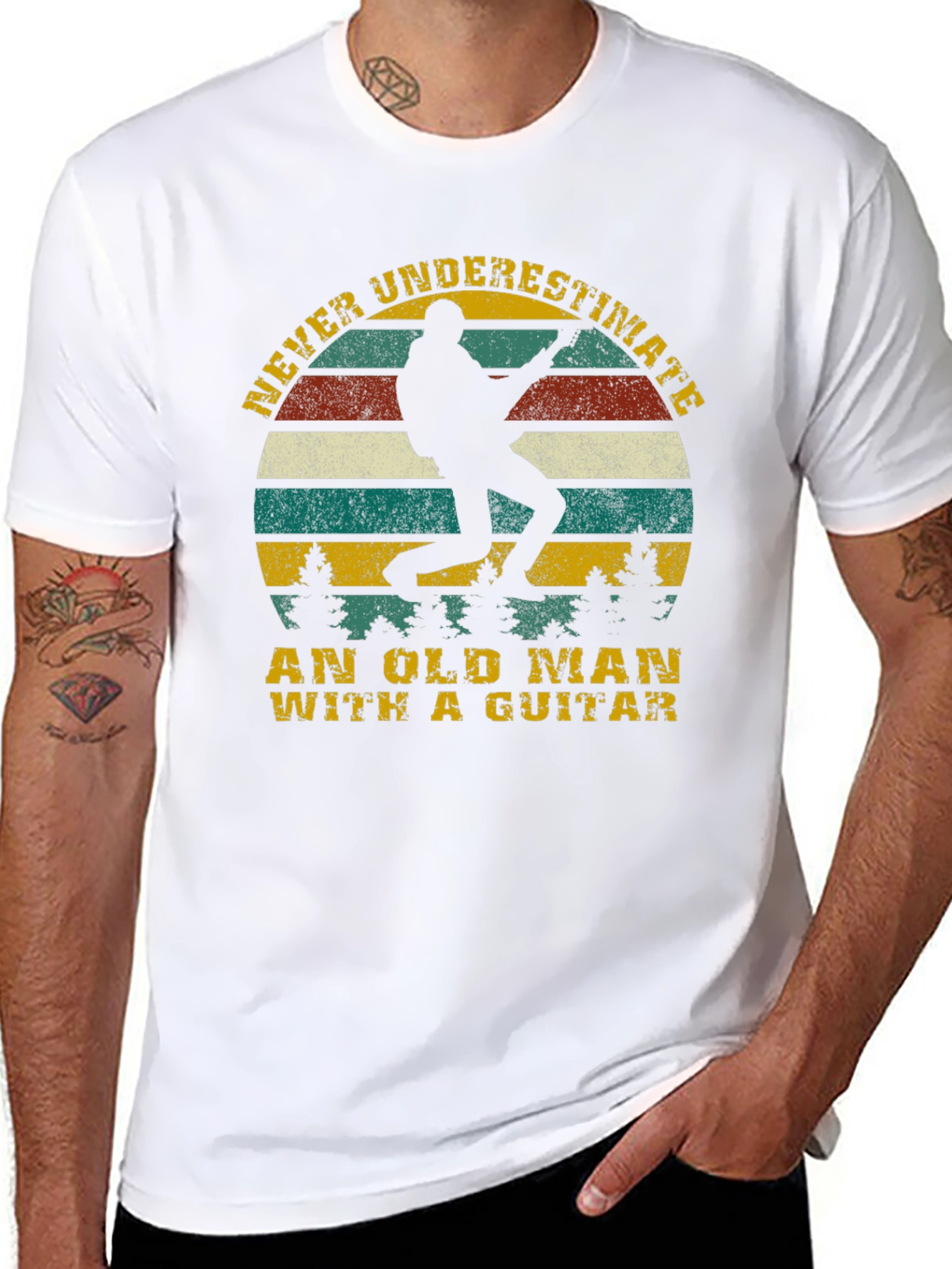 Old Man Guitar T-Shirt - Never Underestimate!