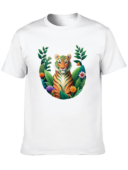 Tiger Floral Graphic Black T-Shirt
