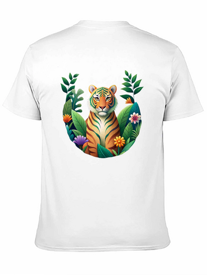 Tiger Floral Graphic Black T-Shirt