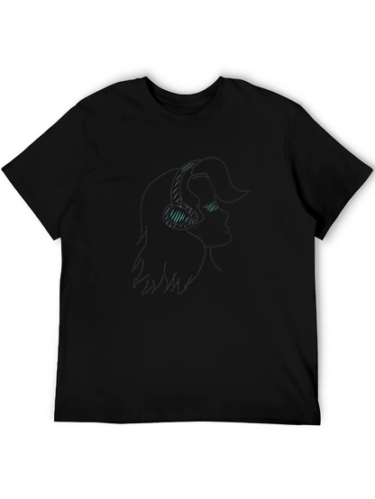 Silhouette Headphones Graphic T-Shirt - Black