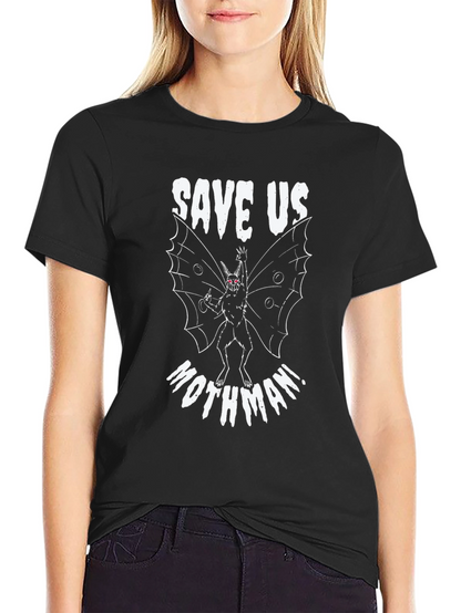 Save Us Mothman! Black Graphic Tee