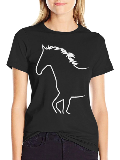 Horse Silhouette Graphic T-Shirt - Black