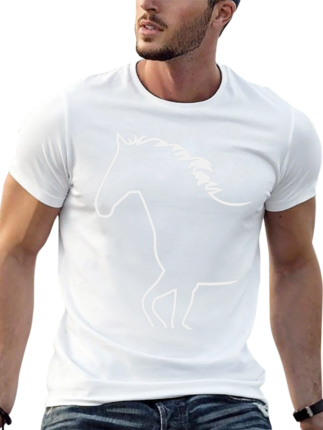 Horse Silhouette Graphic T-Shirt - Black