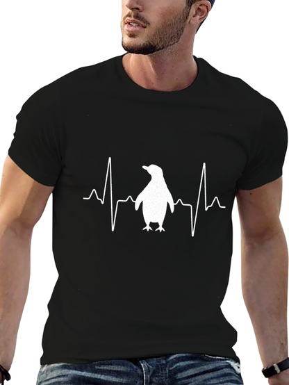Penguin Heartbeat T-Shirt - Black