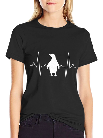 Penguin Heartbeat T-Shirt - Black