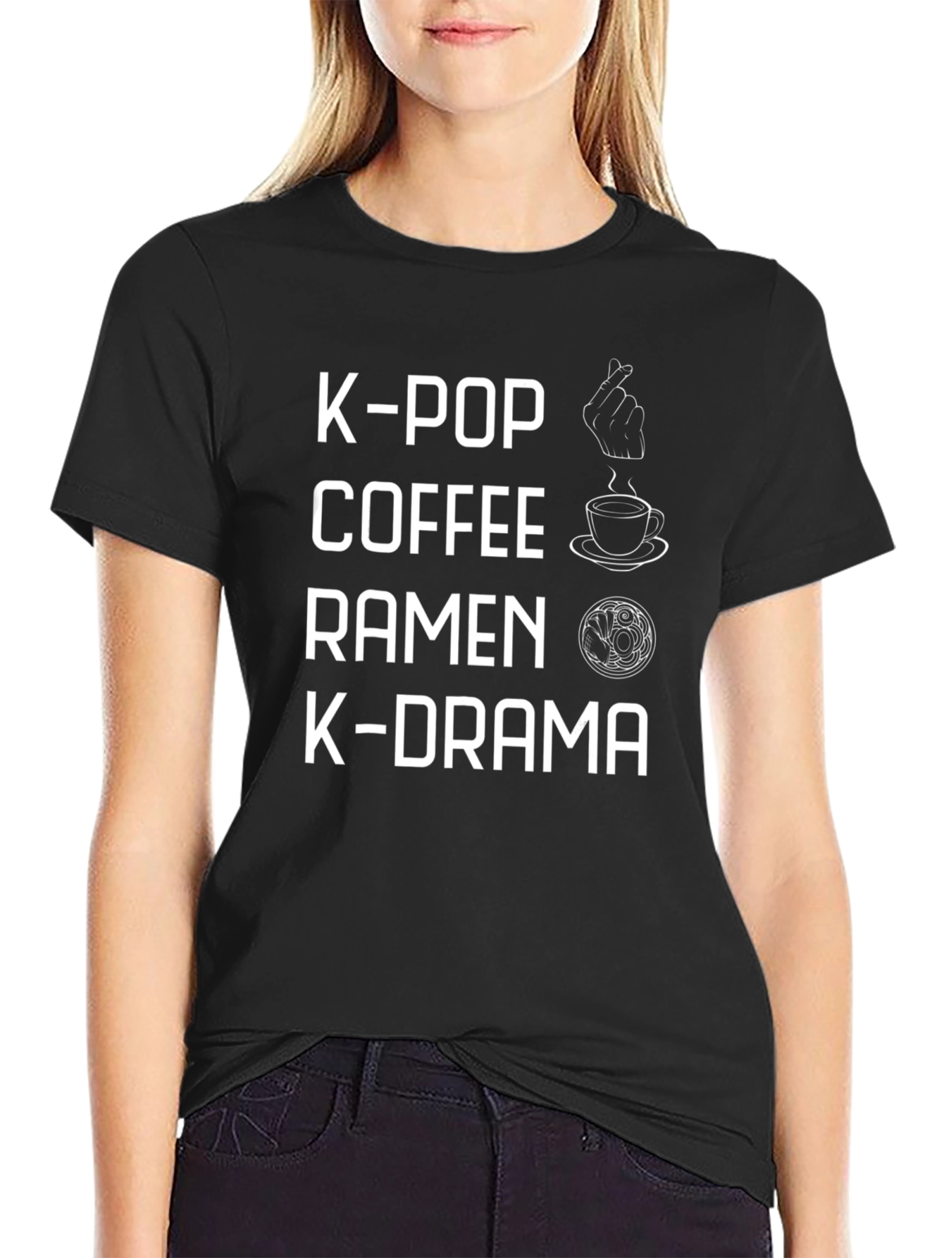 K-Pop Coffee Ramen K-Drama Black Tee