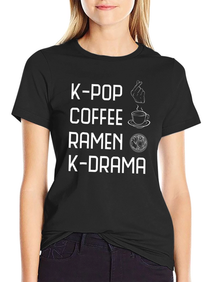 K-Pop Coffee Ramen K-Drama Black Tee