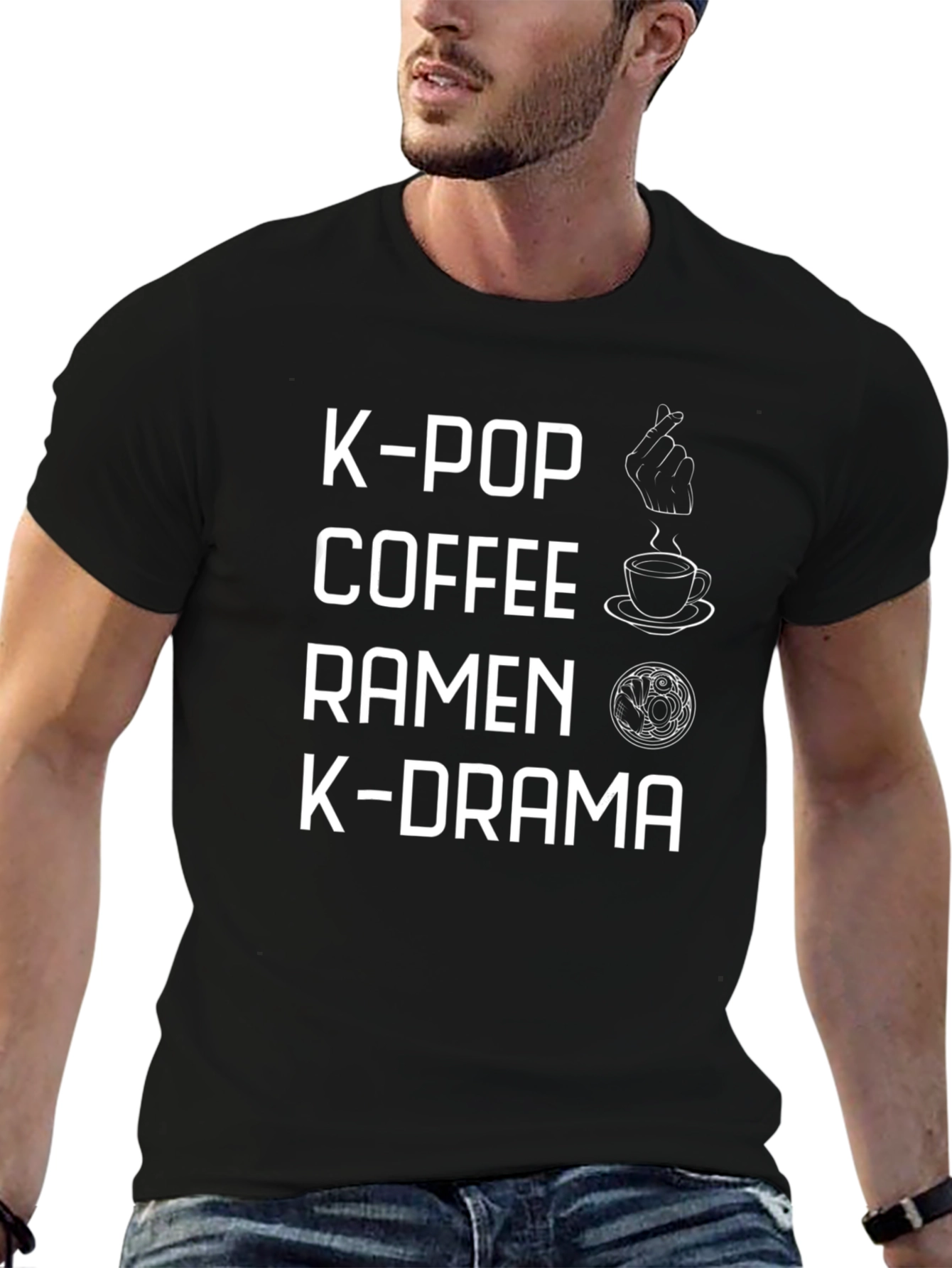 K-Pop Coffee Ramen K-Drama Black Tee