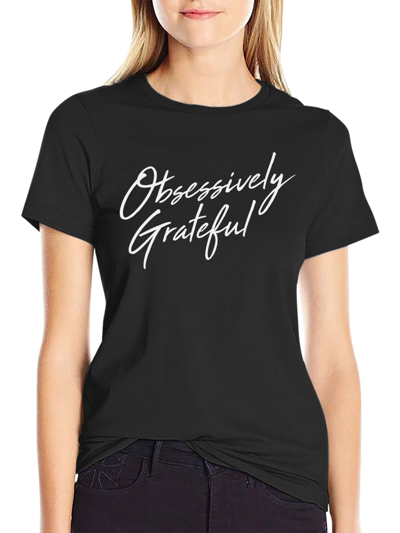 Obsessively Grateful Black Graphic Tee