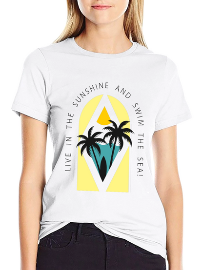 Sunshine & Sea Graphic Tee - Relaxed Black T-Shirt