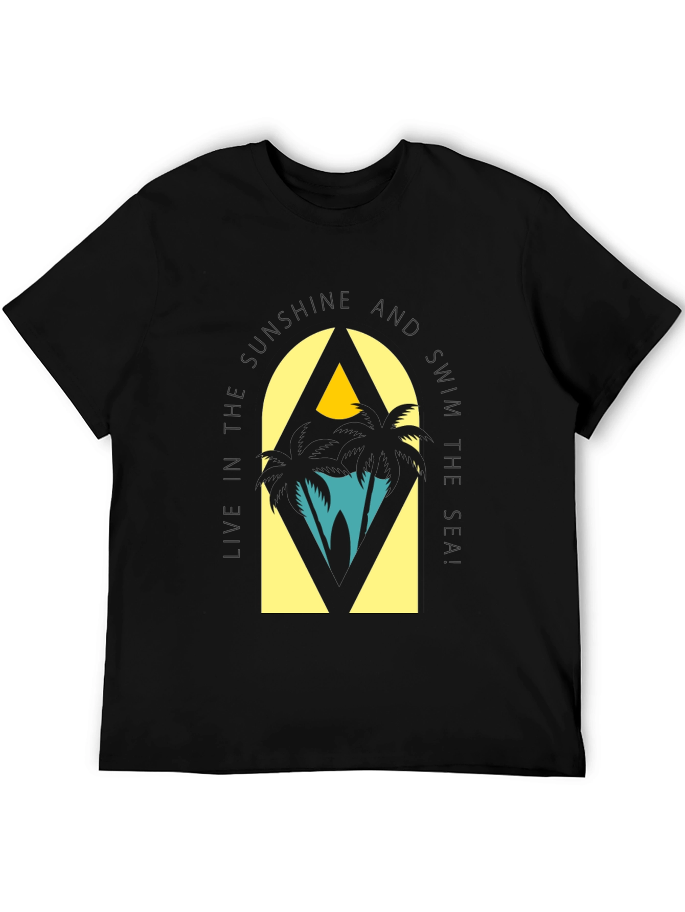 Sunshine & Sea Graphic Tee - Relaxed Black T-Shirt