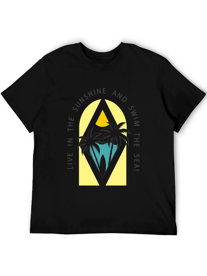 Sunshine & Sea Graphic Tee - Relaxed Black T-Shirt