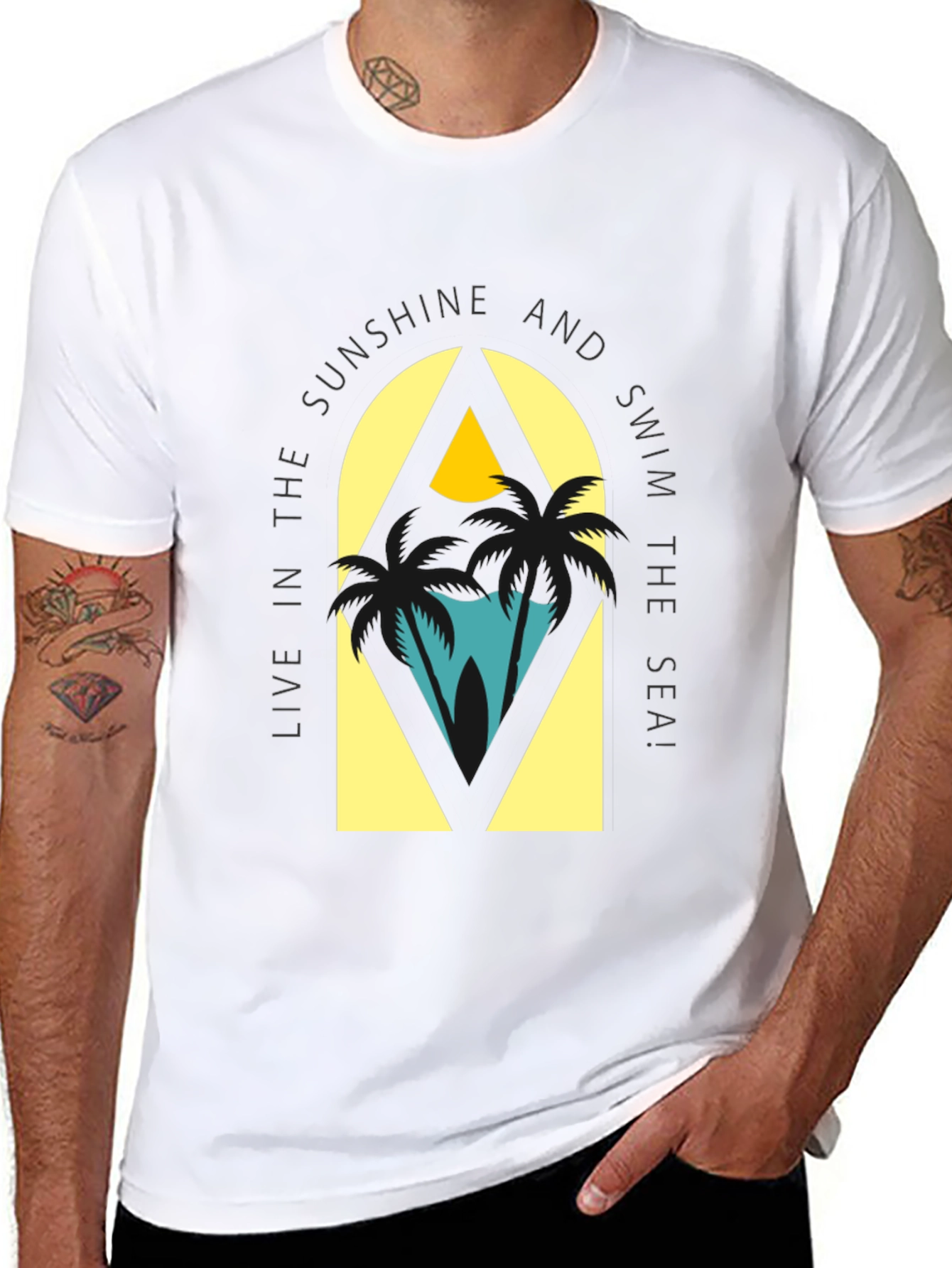 Sunshine & Sea Graphic Tee - Relaxed Black T-Shirt