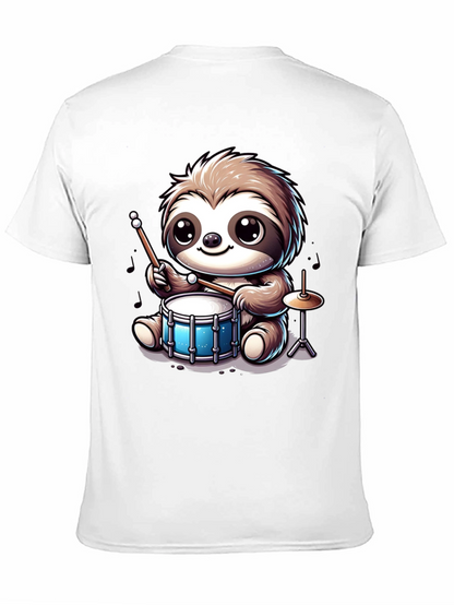 Sloth Drummer Graphic Tee - Adorable Animal T-Shirt
