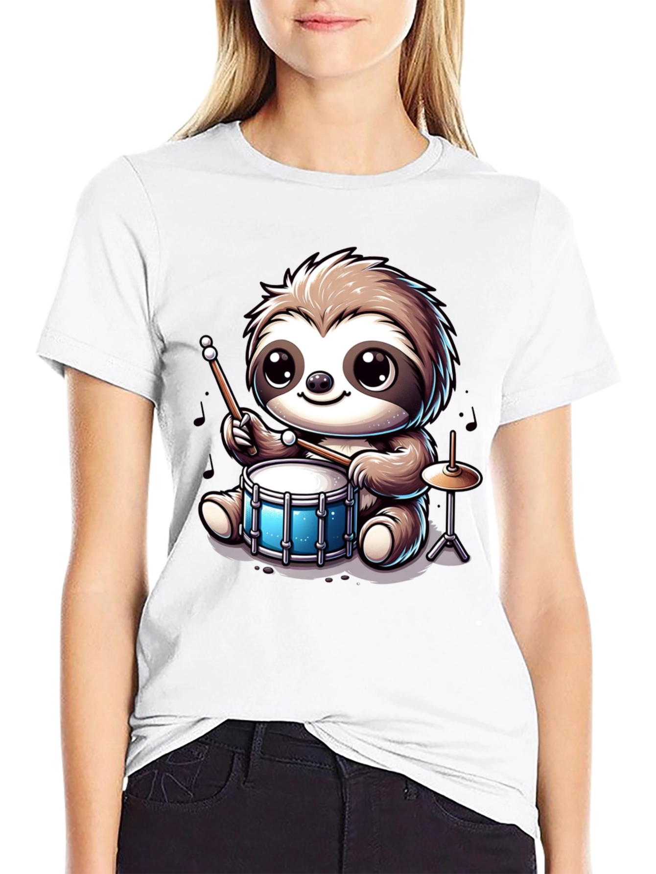 Sloth Drummer Graphic Tee - Adorable Animal T-Shirt