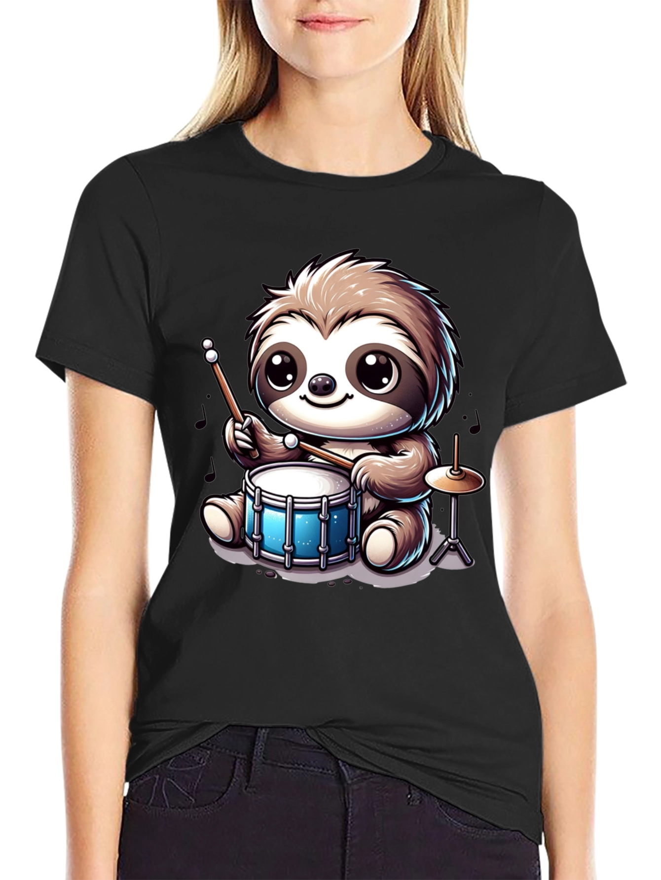 Sloth Drummer Graphic Tee - Adorable Animal T-Shirt