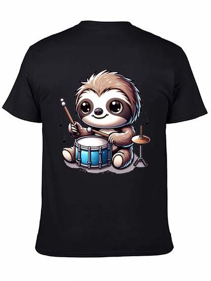 Sloth Drummer Graphic Tee - Adorable Animal T-Shirt