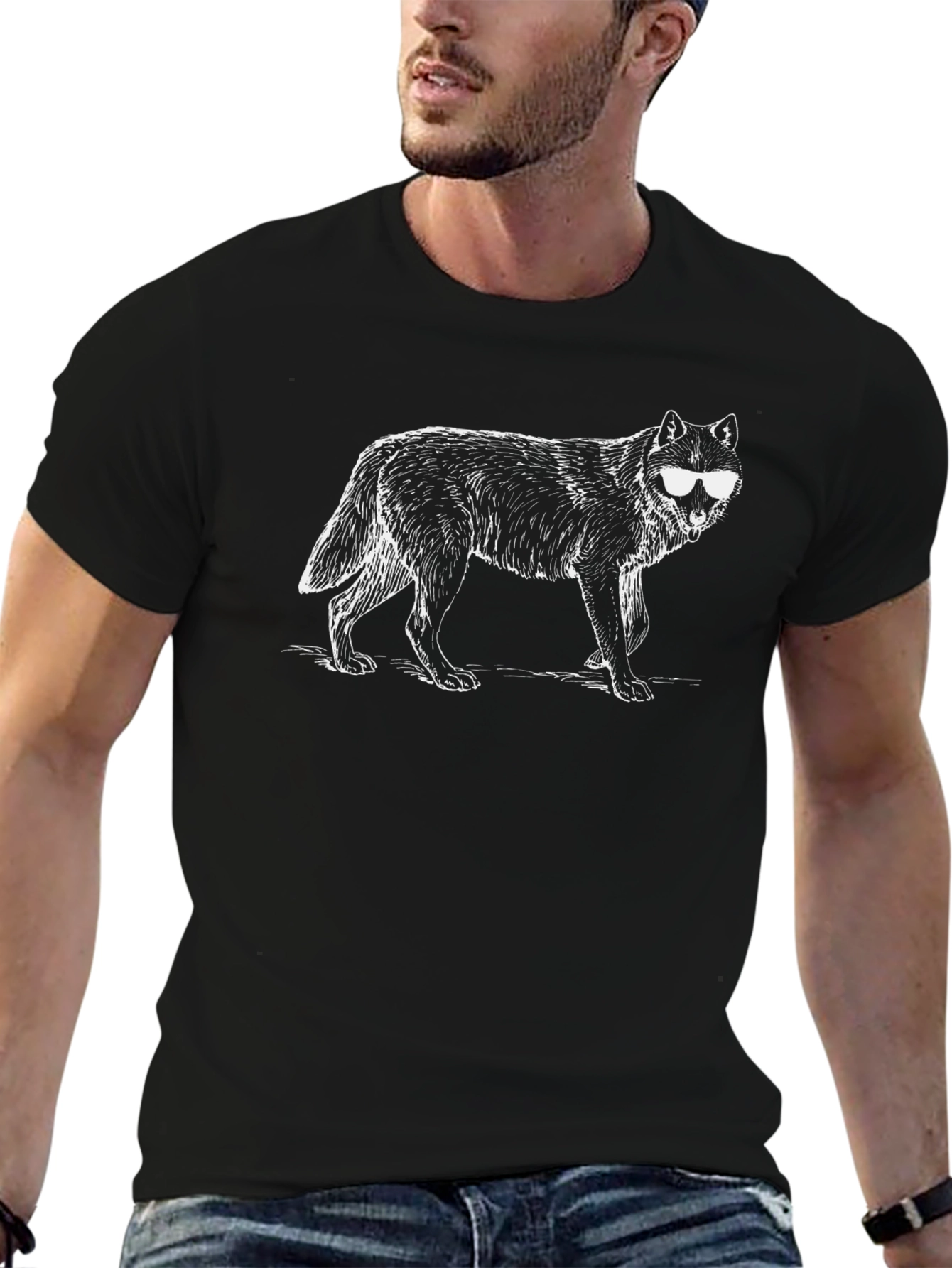 Cool Wolf Graphic T-Shirt - Black