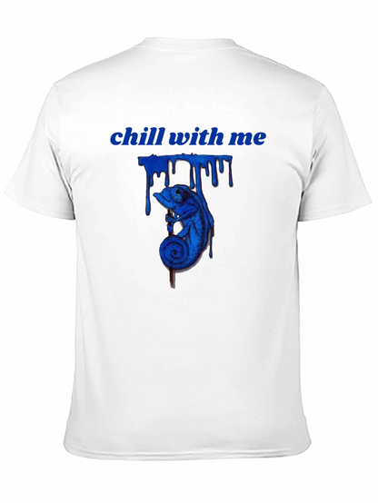 Chill With Me Chameleon Graphic Tee - Black