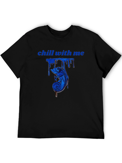 Chill With Me Chameleon Graphic Tee - Black
