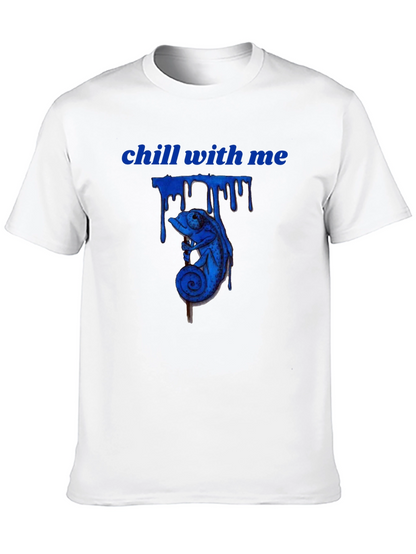 Chill With Me Chameleon Graphic Tee - Black