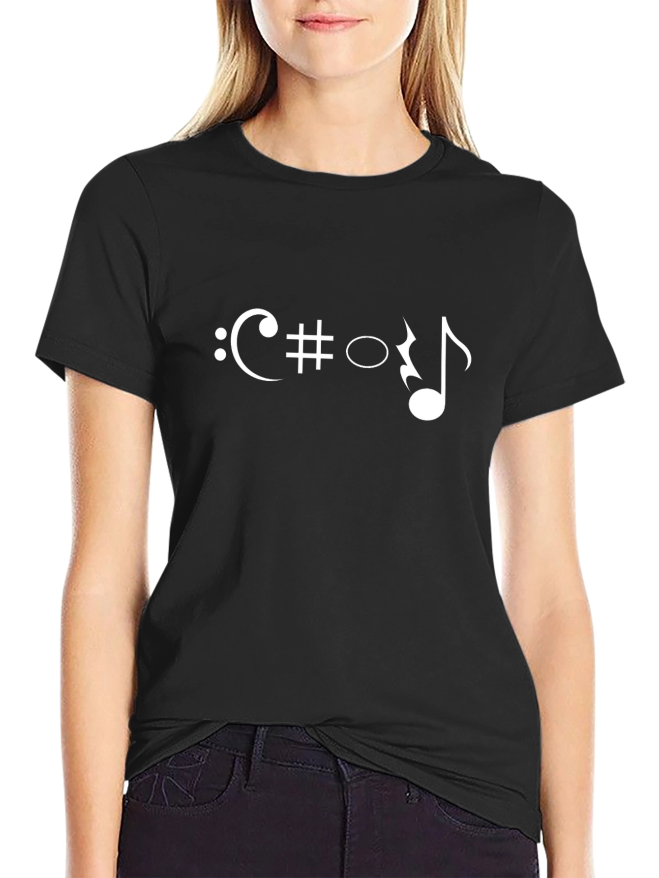 Music Note C# T-Shirt Black