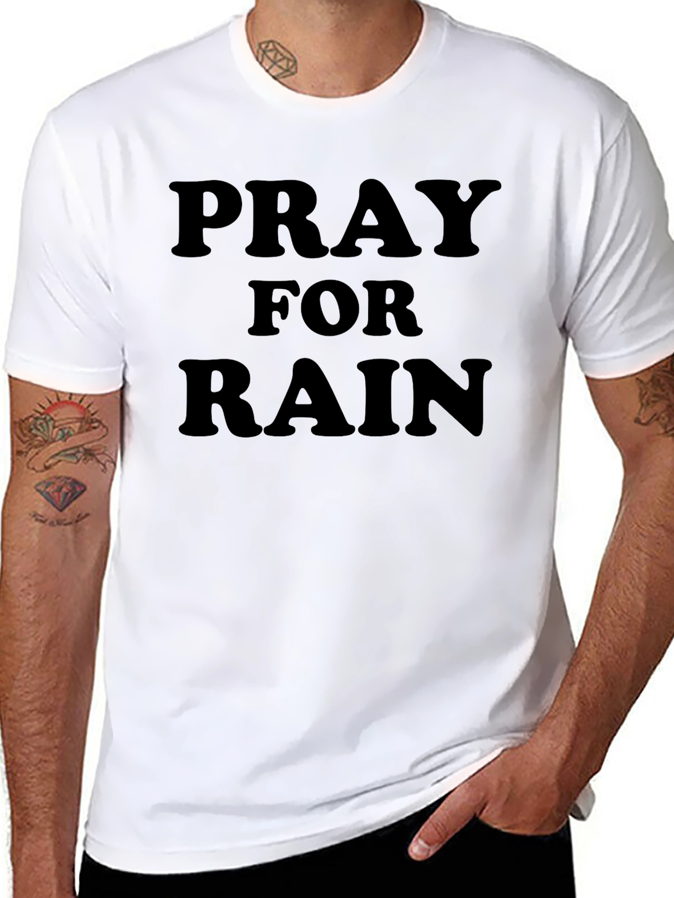 Pray for Rain Graphic Black T-Shirt