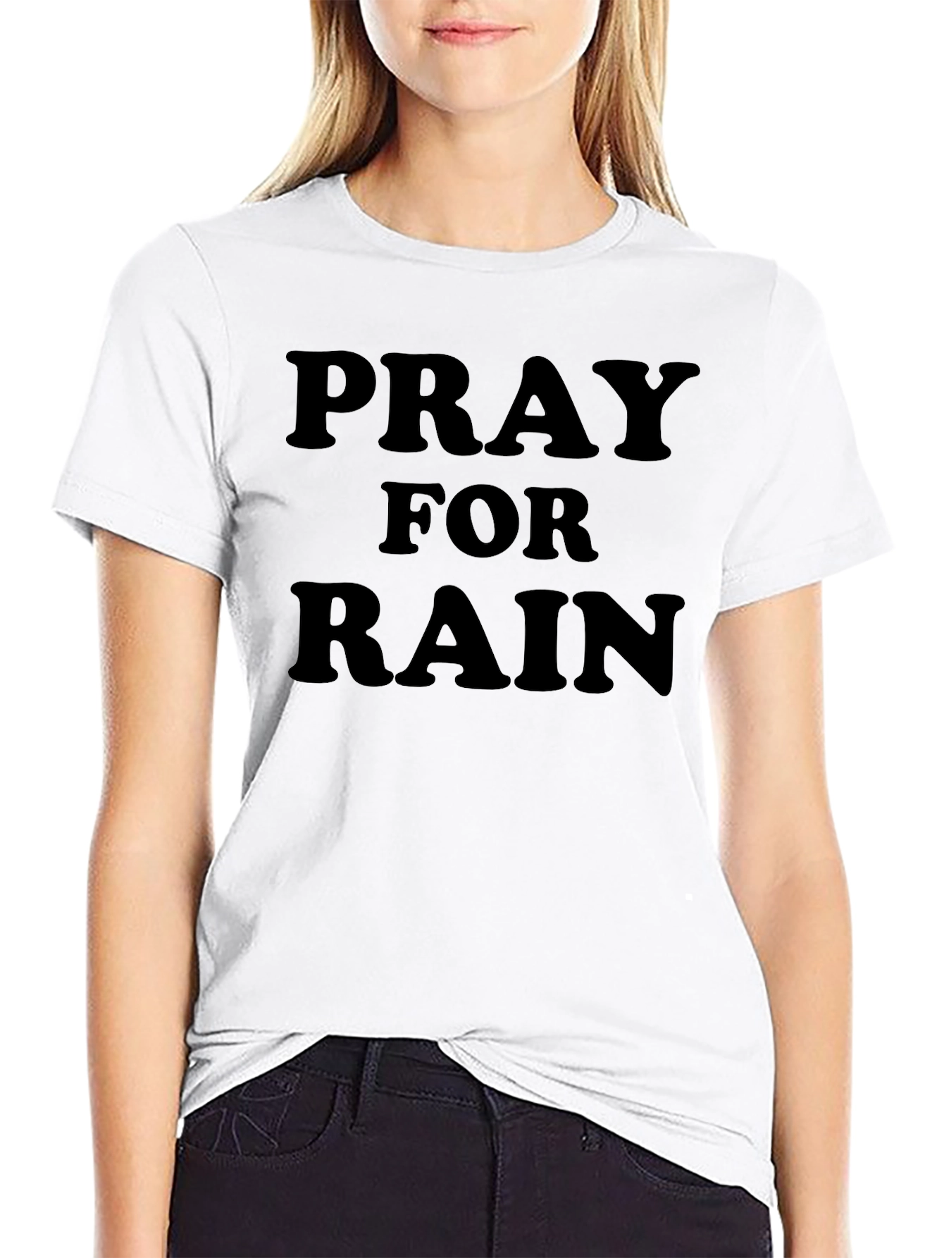 Pray for Rain Graphic Black T-Shirt