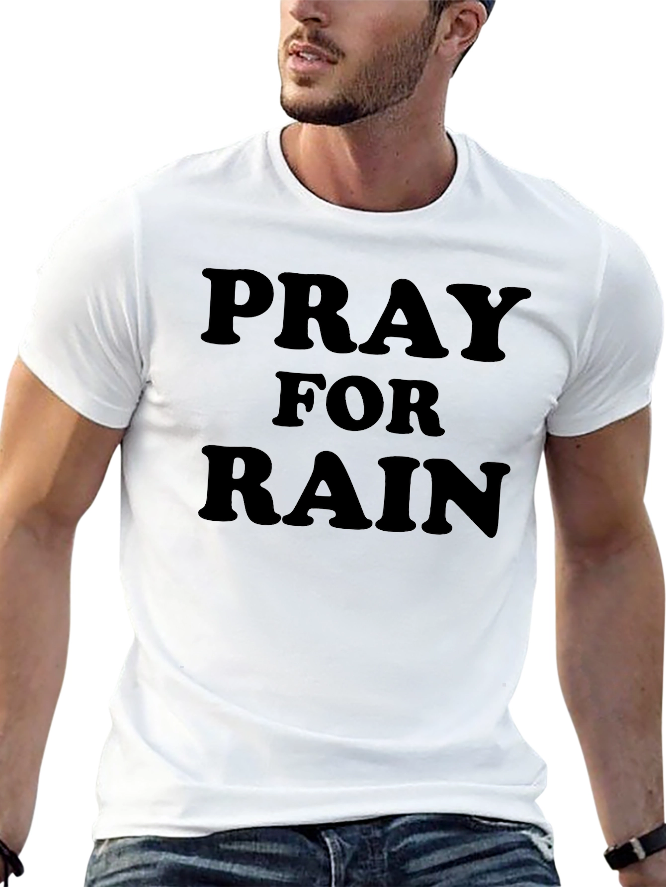 Pray for Rain Graphic Black T-Shirt