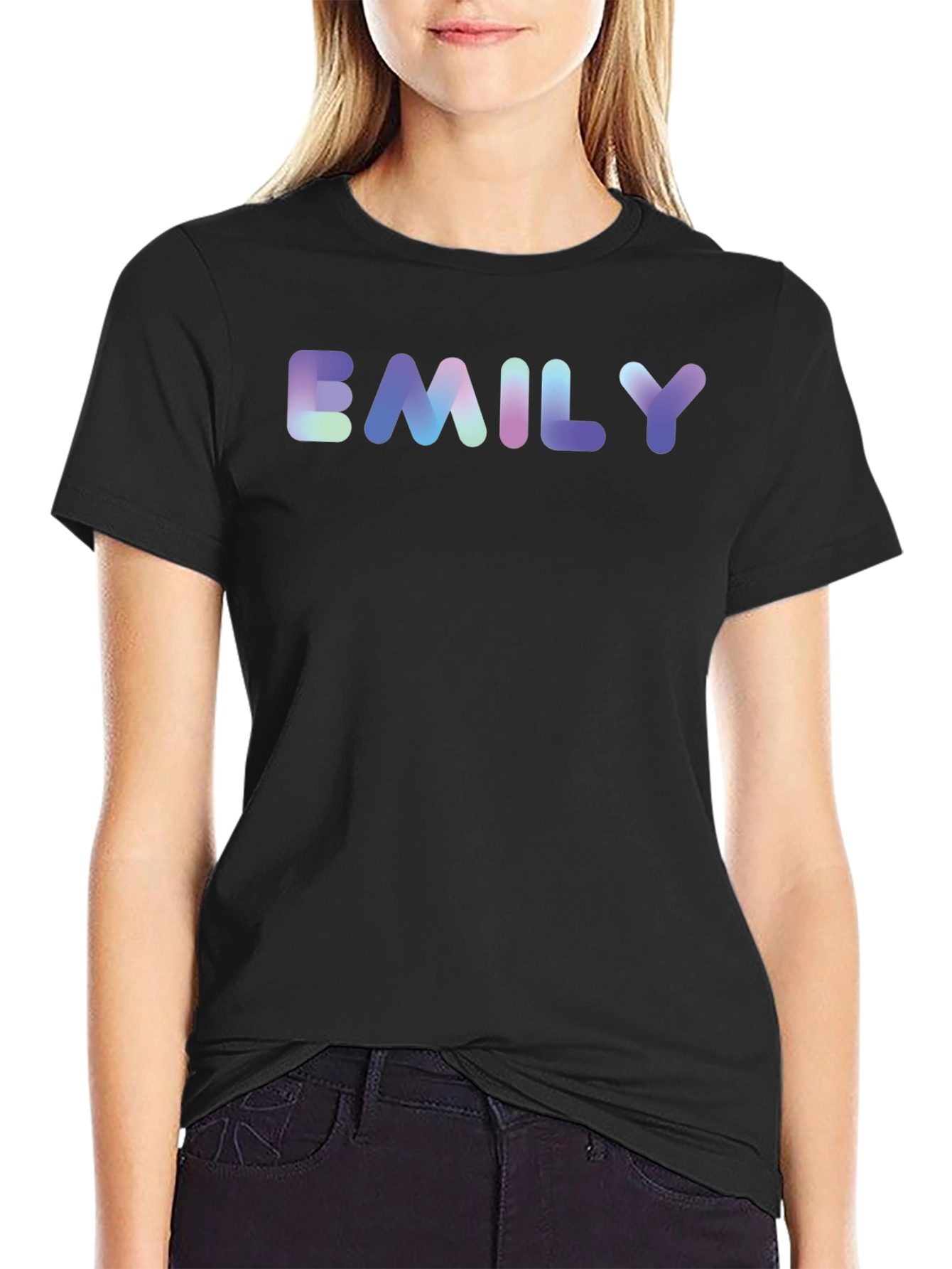 Emily Name T-Shirt - Black Cotton Blend