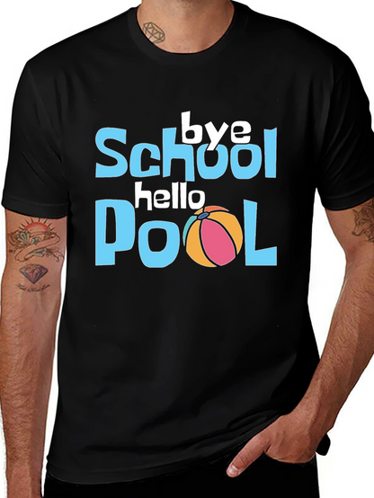 Bye School Hello Pool Black Graphic T-Shirt