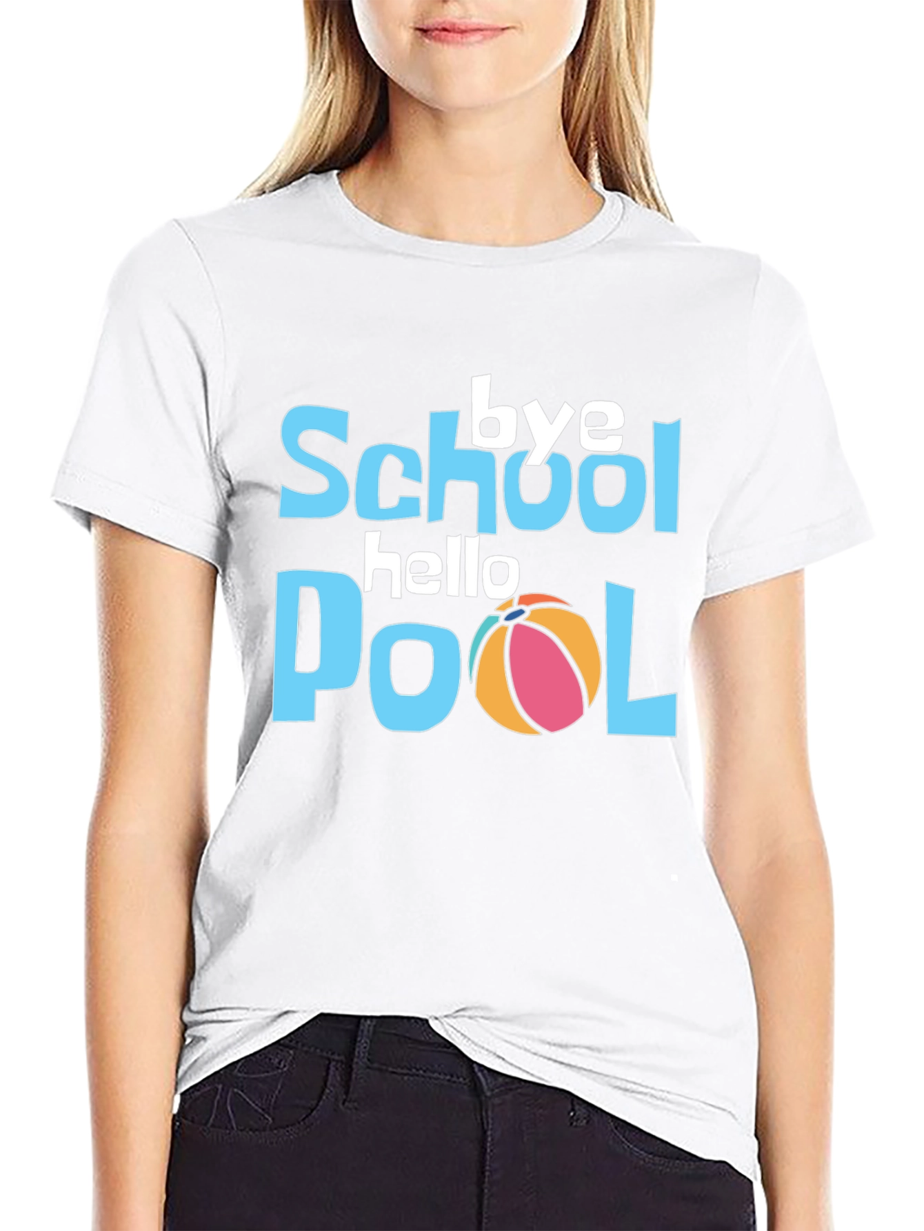 Bye School Hello Pool Black Graphic T-Shirt