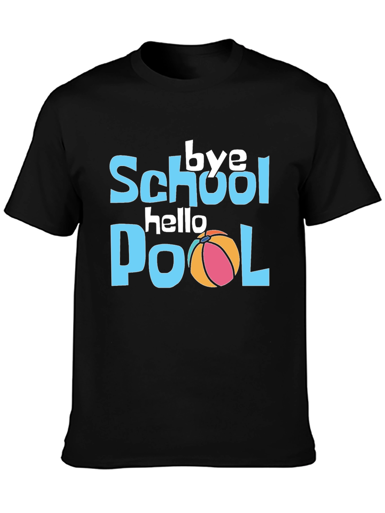 Bye School Hello Pool Black Graphic T-Shirt