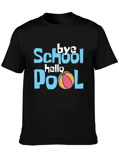 Bye School Hello Pool Black Graphic T-Shirt