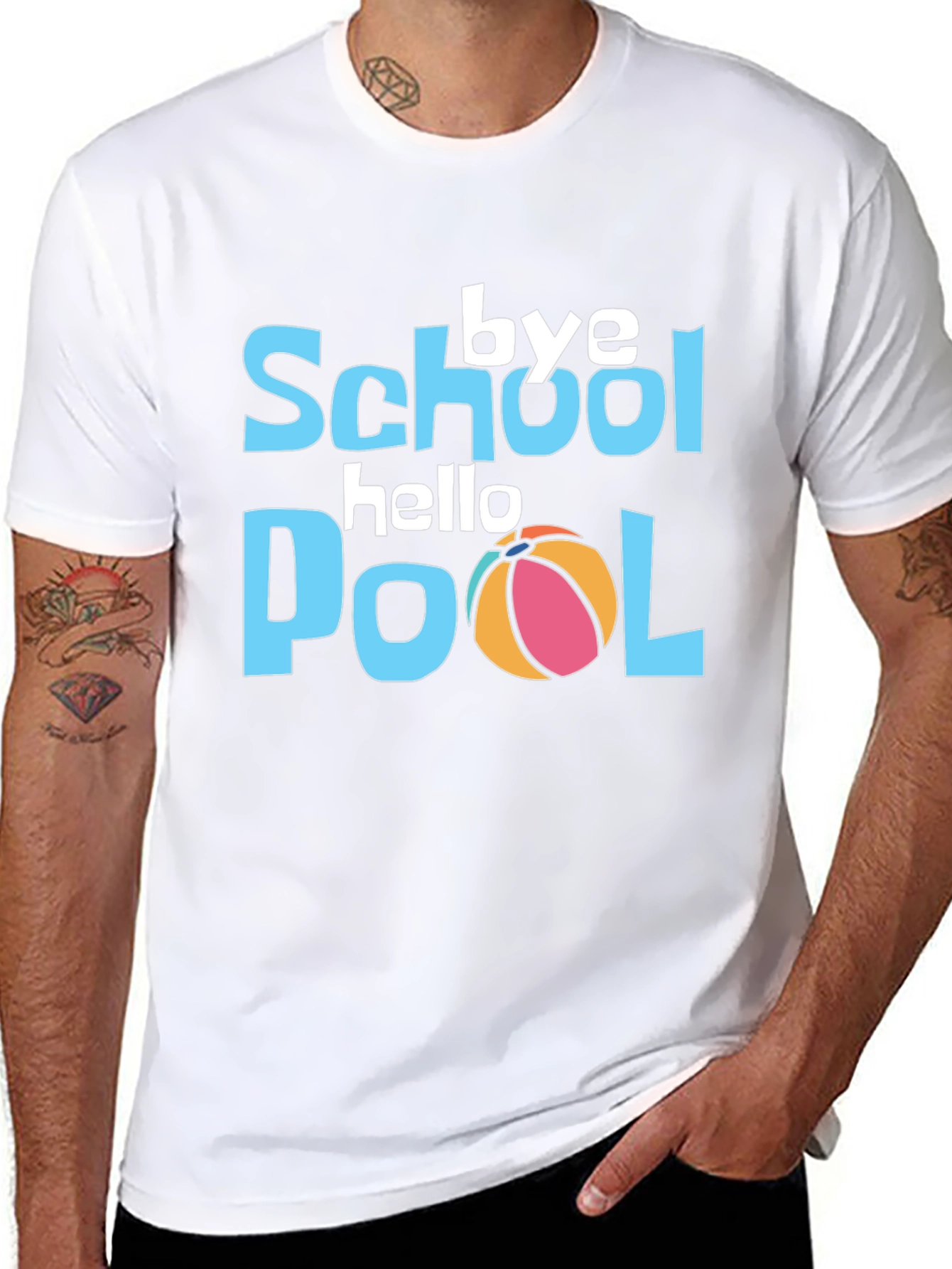 Bye School Hello Pool Black Graphic T-Shirt