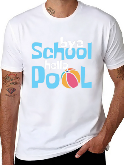 Bye School Hello Pool Black Graphic T-Shirt